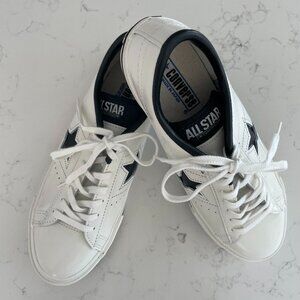 One Star J Converse All Star Made in Japan Leather Lo Cut Sneakers Wht Blk 8M